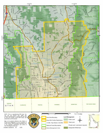 Idaho Department of Fish & Game Controlled Hunt Areas - Deer - Hunt Area 73-1 digital map
