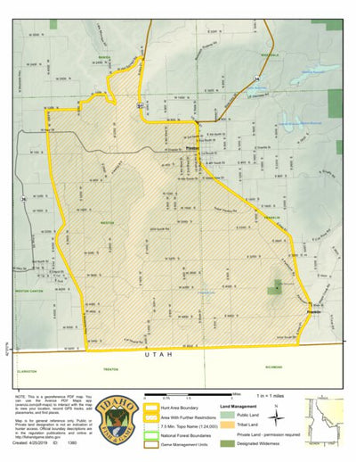 Idaho Department of Fish & Game Controlled Hunt Areas - Deer - Hunt Area 73-1X digital map