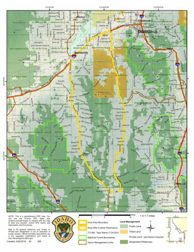 Idaho Department of Fish & Game Controlled Hunt Areas - Deer - Hunt Area 73A digital map