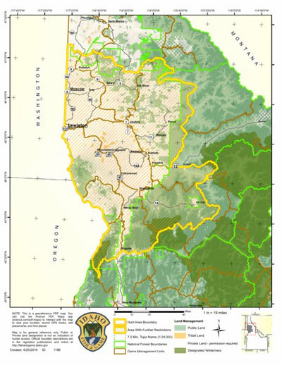 Idaho Department of Fish & Game Controlled Hunt Areas - Deer - Hunt Area 8-1X digital map