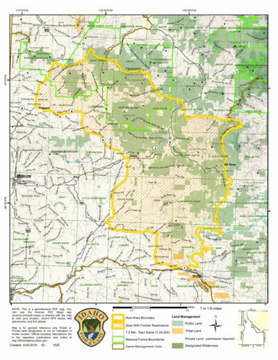 Idaho Department of Fish & Game Controlled Hunt Areas - Deer - Hunt Area 8A-1X digital map