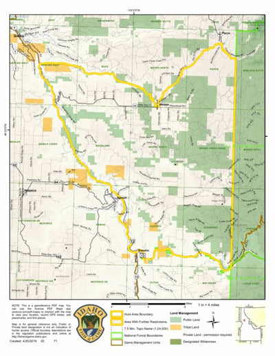 Idaho Department of Fish & Game Controlled Hunt Areas - Elk - Hunt Area 10A-1X digital map