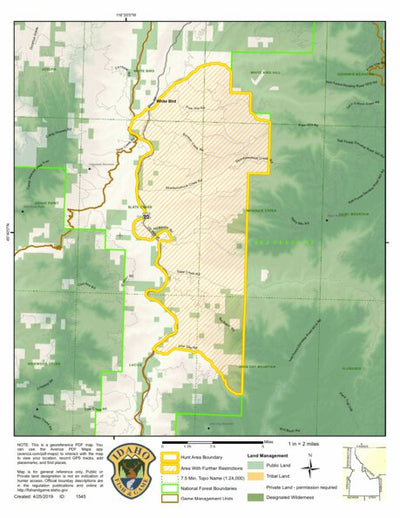 Idaho Department of Fish & Game Controlled Hunt Areas - Elk - Hunt Area 14-1 digital map