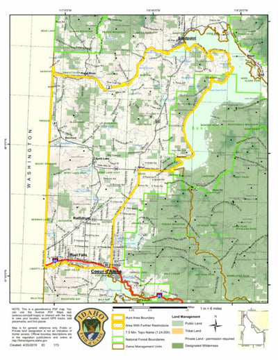Idaho Department of Fish & Game Controlled Hunt Areas - Elk - Hunt Area 2 digital map