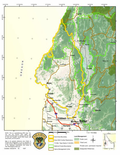 Idaho Department of Fish & Game Controlled Hunt Areas - Elk - Hunt Area 22-1X digital map