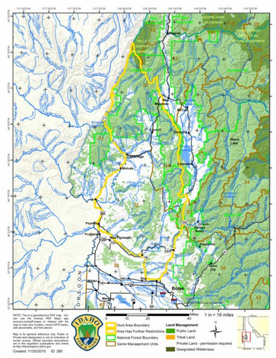 Idaho Department of Fish & Game Controlled Hunt Areas - Elk - Hunt Area 22-2X digital map