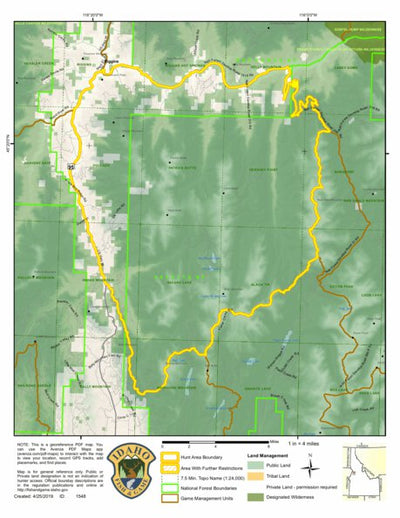 Idaho Department of Fish & Game Controlled Hunt Areas - Elk - Hunt Area 23-3 digital map