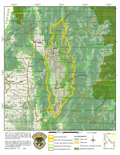 Idaho Department of Fish & Game Controlled Hunt Areas - Elk - Hunt Area 24-1X digital map