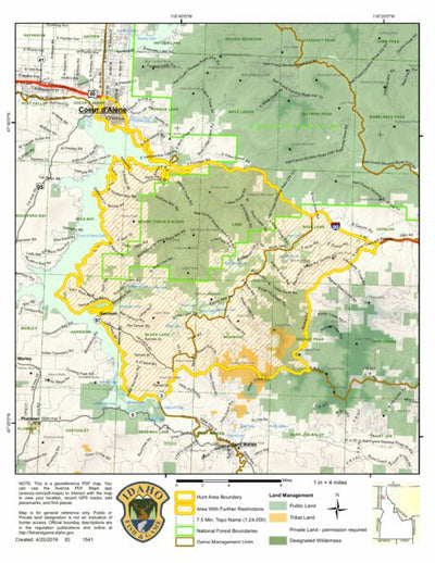 Idaho Department of Fish & Game Controlled Hunt Areas - Elk - Hunt Area 3-2 digital map
