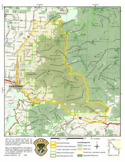 Idaho Department of Fish & Game Controlled Hunt Areas - Elk - Hunt Area 3, Section 1 digital map
