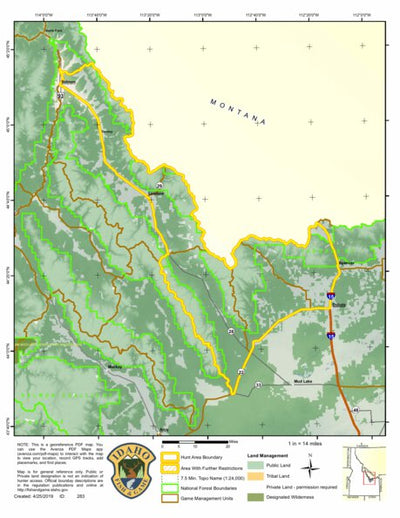 Idaho Department of Fish & Game Controlled Hunt Areas - Elk - Hunt Area 30-1 digital map