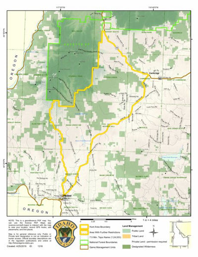 Idaho Department of Fish & Game Controlled Hunt Areas - Elk - Hunt Area 31-2X digital map
