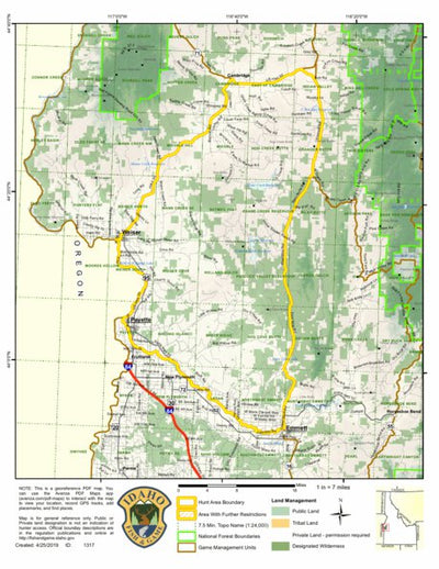 Idaho Department of Fish & Game Controlled Hunt Areas - Elk - Hunt Area 32-1X digital map