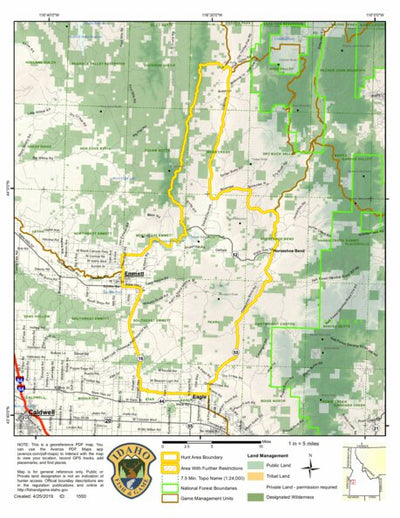 Idaho Department of Fish & Game Controlled Hunt Areas - Elk - Hunt Area 32-2X digital map