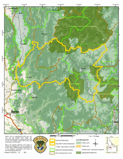 Idaho Department of Fish & Game Controlled Hunt Areas - Elk - Hunt Area 33-1 digital map