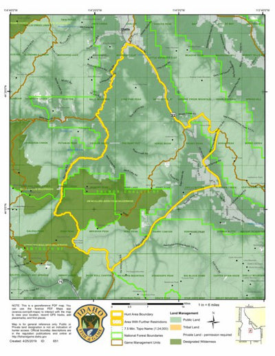 Idaho Department of Fish & Game Controlled Hunt Areas - Elk - Hunt Area 36A-2 digital map