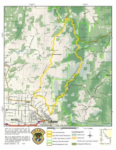 Idaho Department of Fish & Game Controlled Hunt Areas - Elk - Hunt Area 39-2X digital map