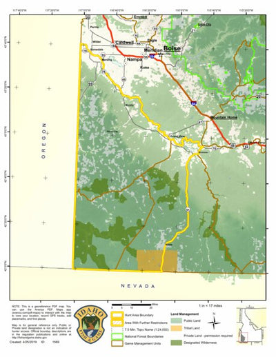 Idaho Department of Fish & Game Controlled Hunt Areas - Elk - Hunt Area 40-1 digital map