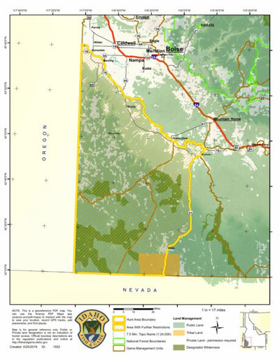 Idaho Department of Fish & Game Controlled Hunt Areas - Elk - Hunt Area 40-1X digital map
