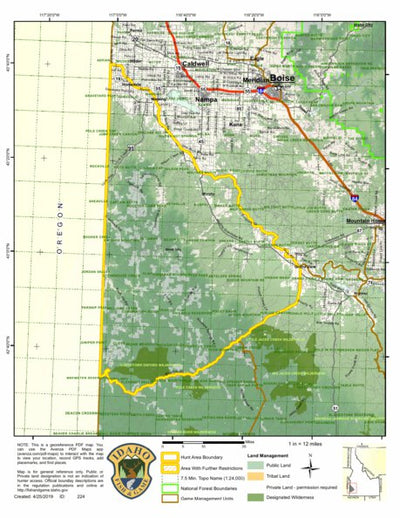 Idaho Department of Fish & Game Controlled Hunt Areas - Elk - Hunt Area 40 digital map