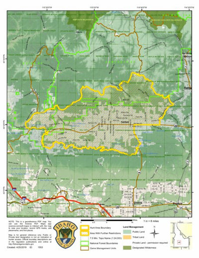 Idaho Department of Fish & Game Controlled Hunt Areas - Elk - Hunt Area 44-1X digital map