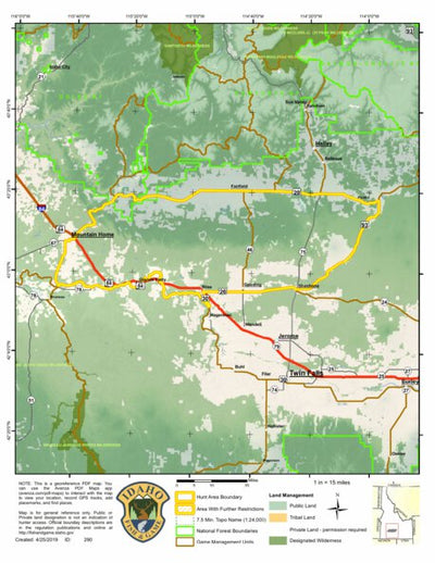 Idaho Department of Fish & Game Controlled Hunt Areas - Elk - Hunt Area 45-1 digital map