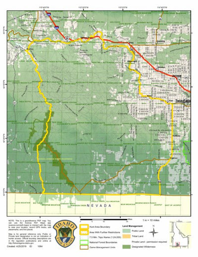 Idaho Department of Fish & Game Controlled Hunt Areas - Elk - Hunt Area 46-1 digital map