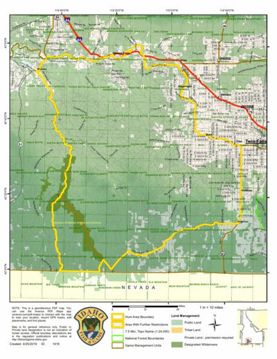 Idaho Department of Fish & Game Controlled Hunt Areas - Elk - Hunt Area 46-2 digital map