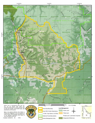 Idaho Department of Fish & Game Controlled Hunt Areas - Elk - Hunt Area 49-1X digital map