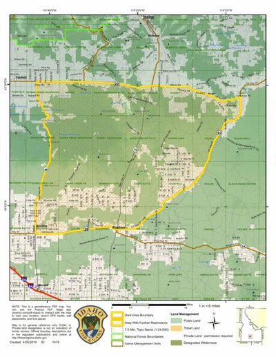 Idaho Department of Fish & Game Controlled Hunt Areas - Elk - Hunt Area 52-1X digital map