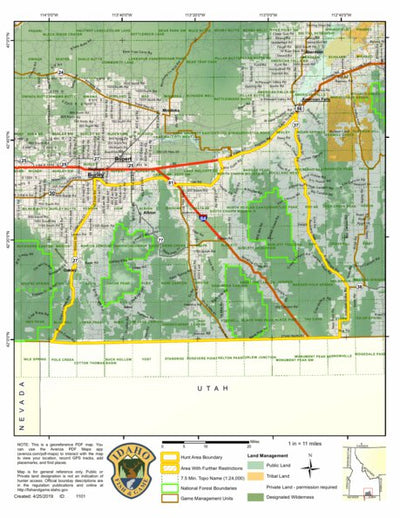 Idaho Department of Fish & Game Controlled Hunt Areas - Elk - Hunt Area 55-1 digital map
