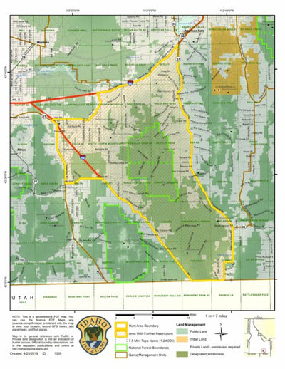Idaho Department of Fish & Game Controlled Hunt Areas - Elk - Hunt Area 56-1 digital map