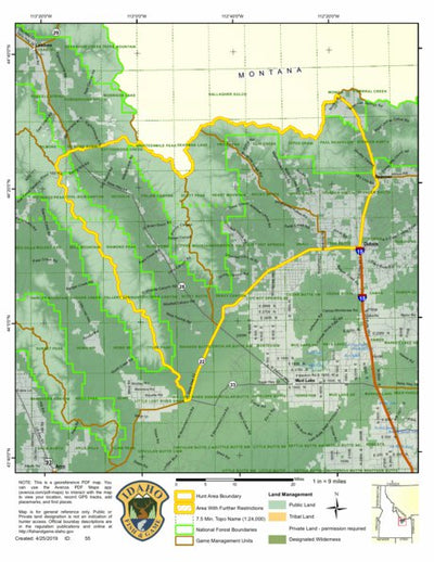 Idaho Department of Fish & Game Controlled Hunt Areas - Elk - Hunt Area 58-1 digital map