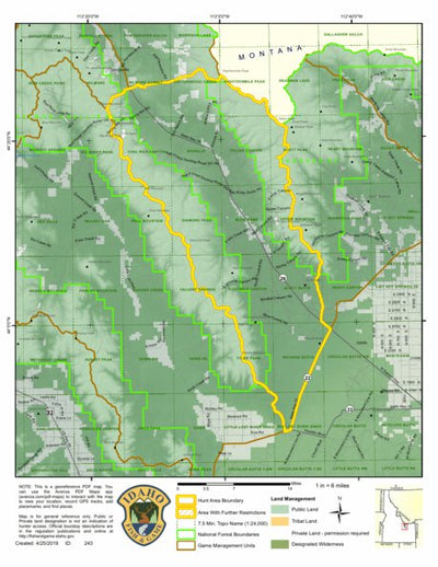 Idaho Department of Fish & Game Controlled Hunt Areas - Elk - Hunt Area 58 digital map
