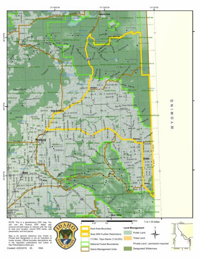 Idaho Department of Fish & Game Controlled Hunt Areas - Elk - Hunt Area 62-1 digital map