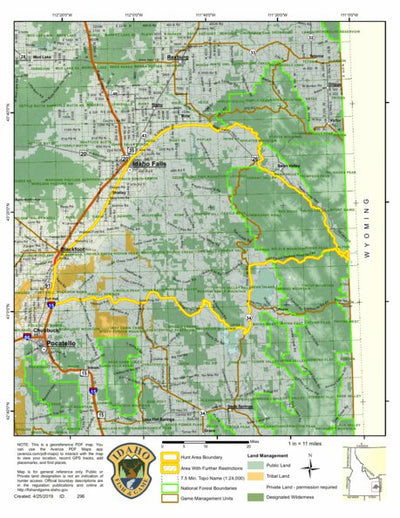 Idaho Department of Fish & Game Controlled Hunt Areas - Elk - Hunt Area 66-1 digital map