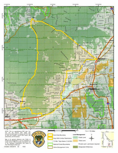 Idaho Department of Fish & Game Controlled Hunt Areas - Elk - Hunt Area 68-1X digital map