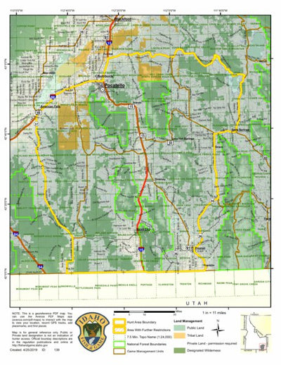 Idaho Department of Fish & Game Controlled Hunt Areas - Elk - Hunt Area 70-1 digital map