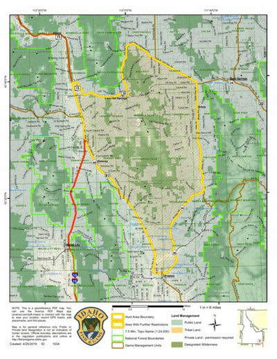 Idaho Department of Fish & Game Controlled Hunt Areas - Elk - Hunt Area 74-1X digital map