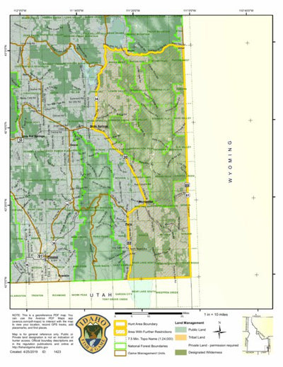 Idaho Department of Fish & Game Controlled Hunt Areas - Elk - Hunt Area 76-1X digital map