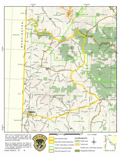Idaho Department of Fish & Game Controlled Hunt Areas - Elk - Hunt Area 8-1 digital map