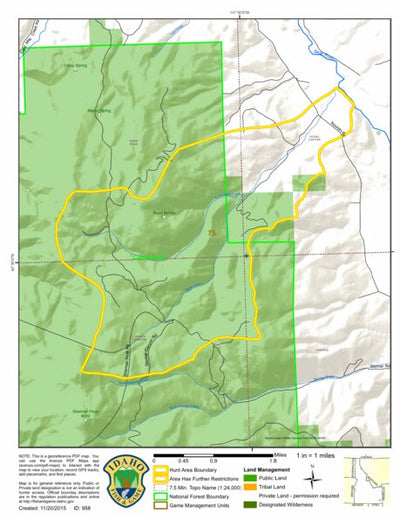 Idaho Department of Fish & Game Controlled Hunt Areas - Furbearer - Hunt Area 204 digital map