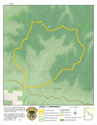 Idaho Department of Fish & Game Controlled Hunt Areas - Goat - Hunt Area 10-1 digital map