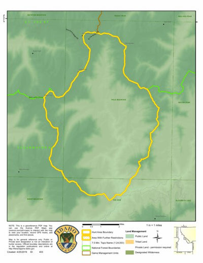 Idaho Department of Fish & Game Controlled Hunt Areas - Goat - Hunt Area 10-2 digital map