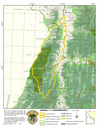 Idaho Department of Fish & Game Controlled Hunt Areas - Goat - Hunt Area 18 digital map