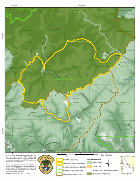 Hunttrack Map Controlled Hunt Areas - Goat - Hunt Area 27-2 Map by Idaho Department ...