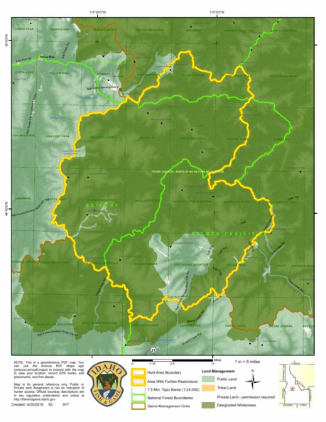 Controlled Hunt Areas - Goat - Hunt Area 27-5 Map by Idaho Department ...