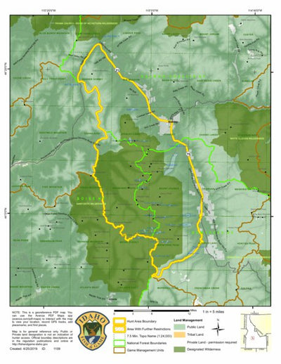 Idaho Department of Fish & Game Controlled Hunt Areas - Goat - Hunt Area 36-1 digital map