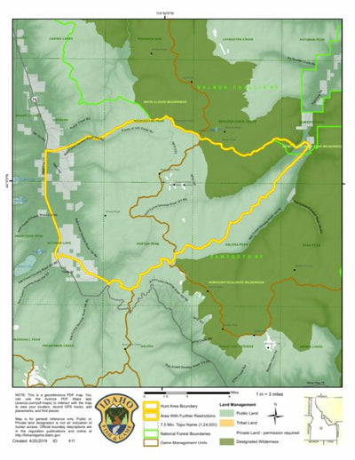 Idaho Department of Fish & Game Controlled Hunt Areas - Goat - Hunt Area 36A-4 digital map