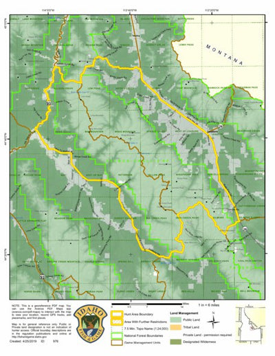 Idaho Department of Fish & Game Controlled Hunt Areas - Goat - Hunt Area 37A digital map